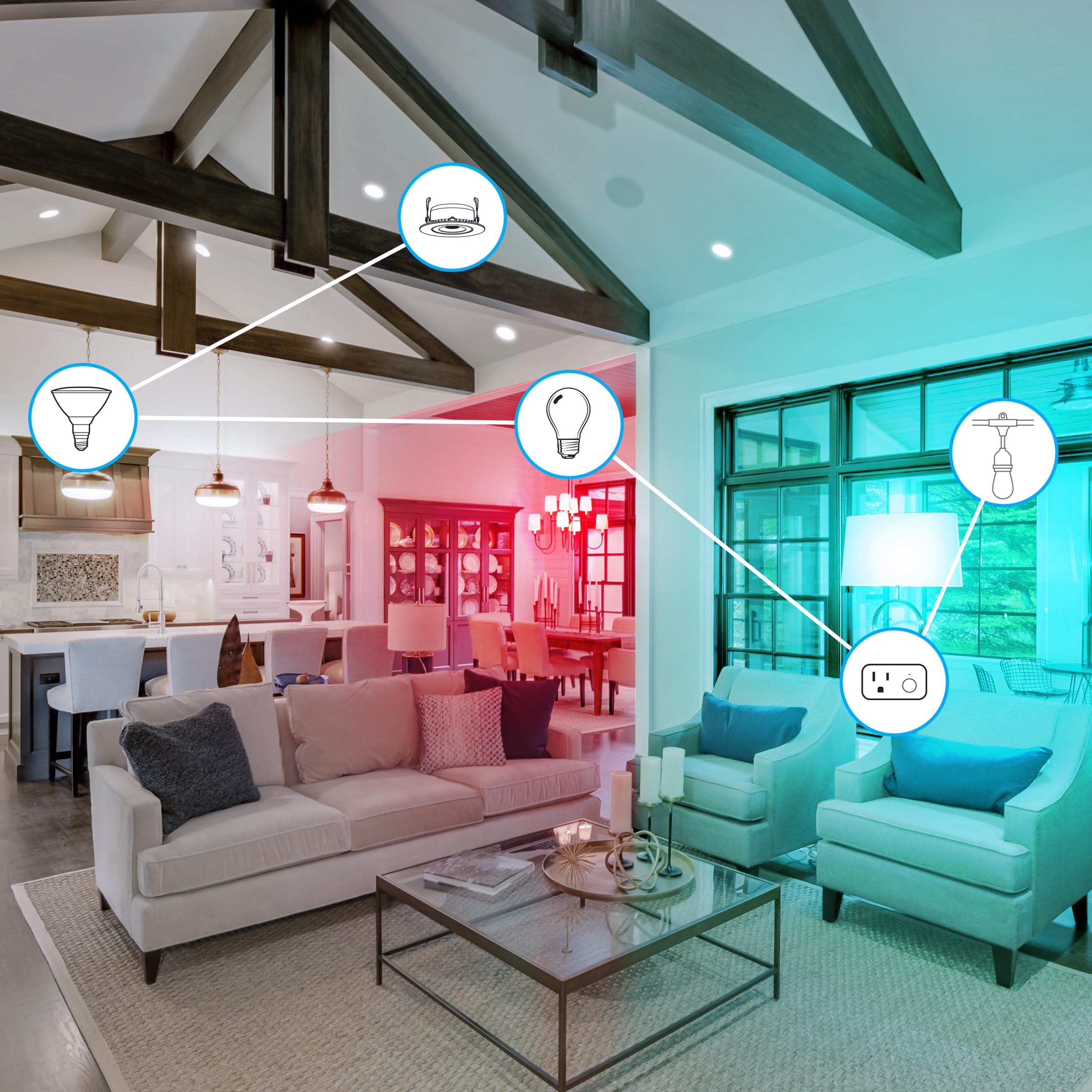 Feit Electric ST21 bulb clear glass design enhances decor.