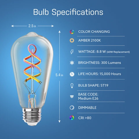 Feit Electric ST21 bulb in a smart home setup with voice control.