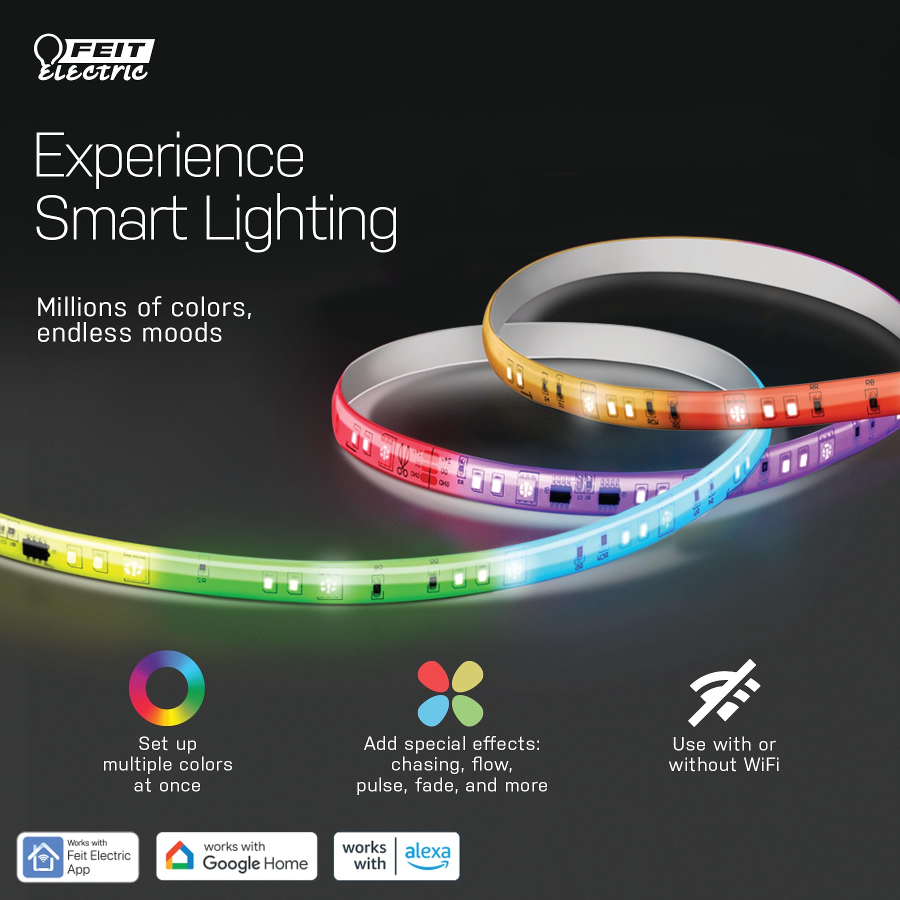 Feit Electric 16ft energy-efficient LED strip saves power.