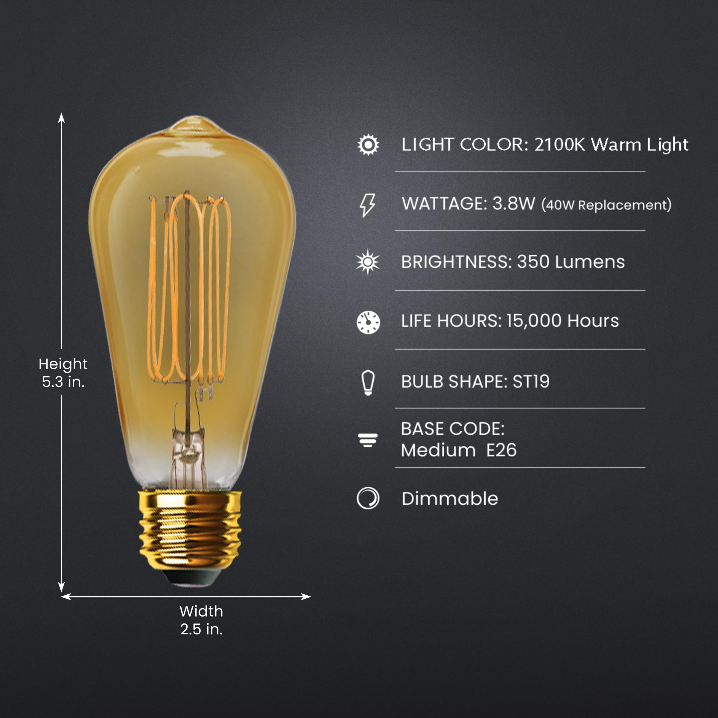 Feit Electric ST19 2100K warm light ideal for cozy living spaces.