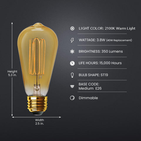 Feit Electric ST19 2100K warm light ideal for cozy living spaces.