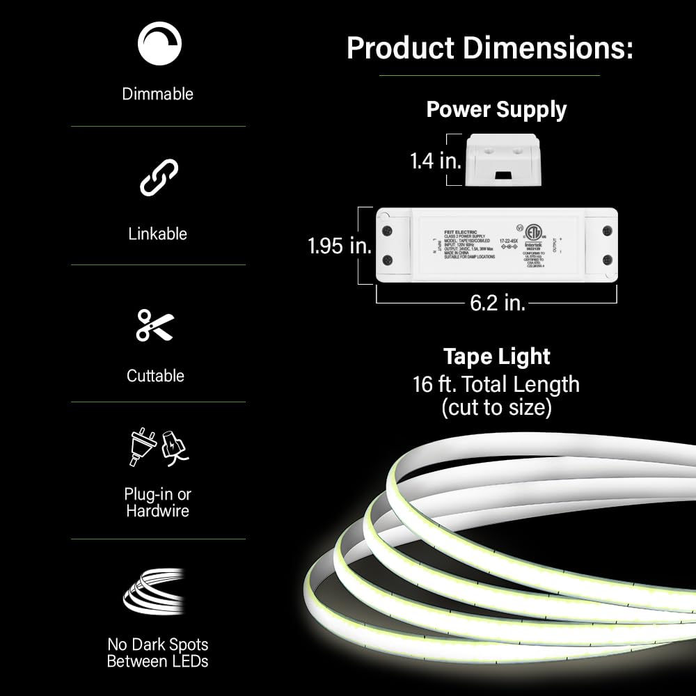 Feit Electric Tape192 3000K bright white light for inviting ambience