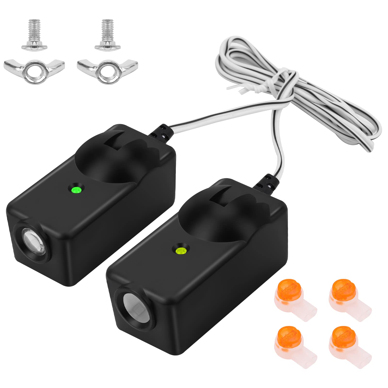 FEITON left garage door sensor lens ready for obstruction detection and safe operation.