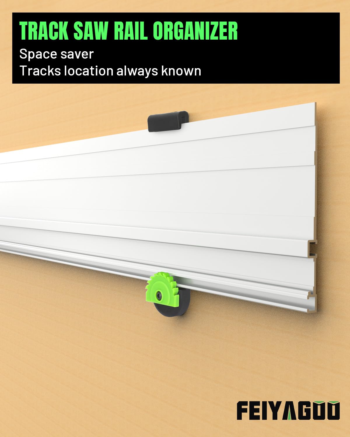 Feiyagoo guide rail holder stores rails neatly in a compact space.