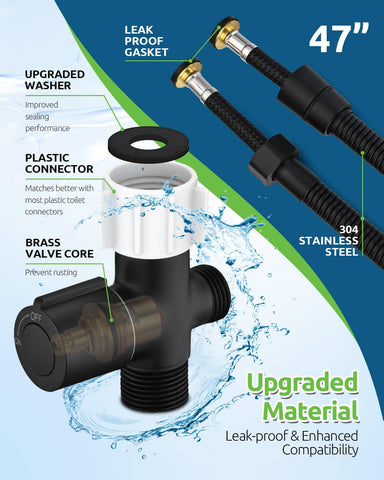 Fekivasy black bidet sprayer explosion-proof hose for durable daily use.