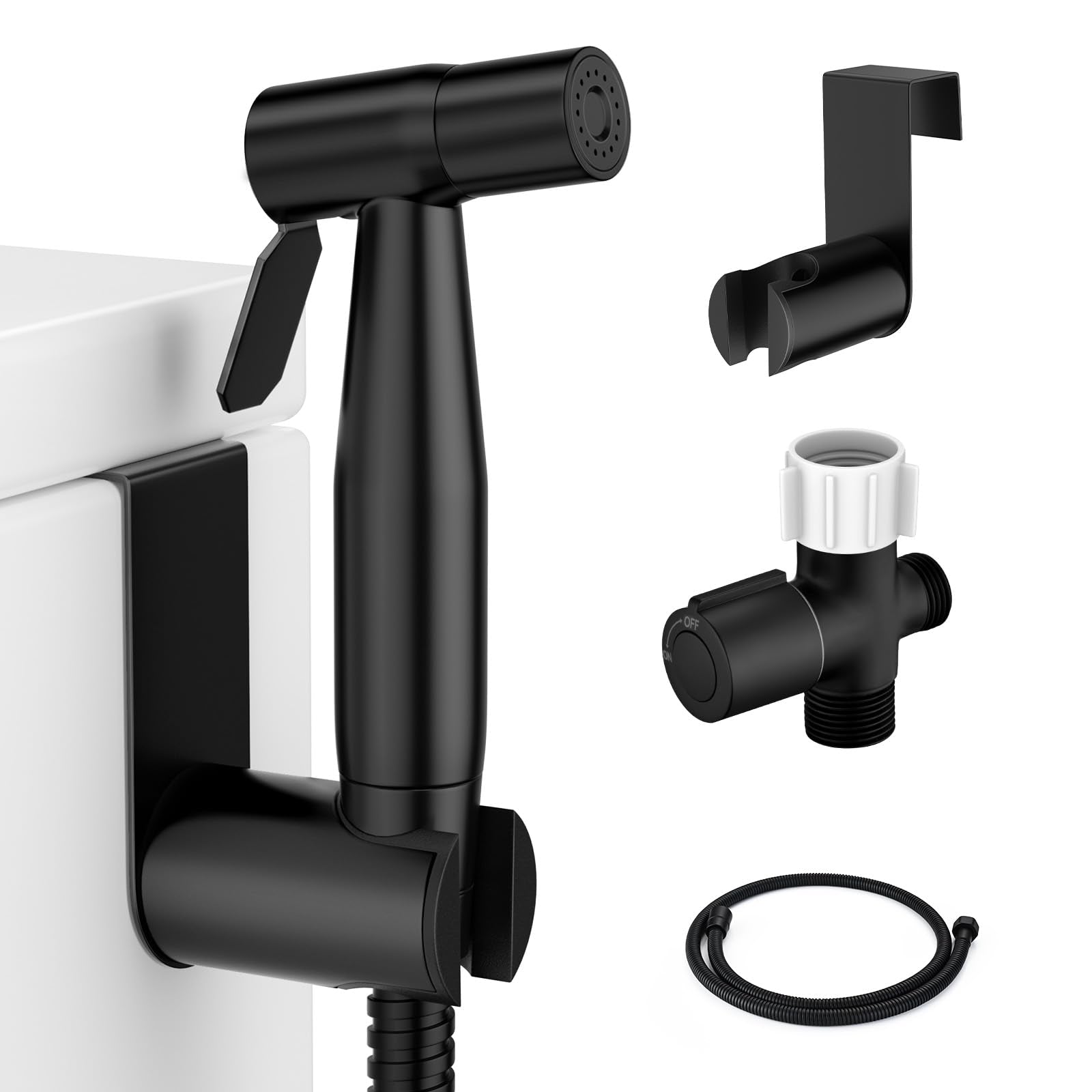 Fekivasy black bidet sprayer installation demonstrates quick setup and user-friendly mounting.