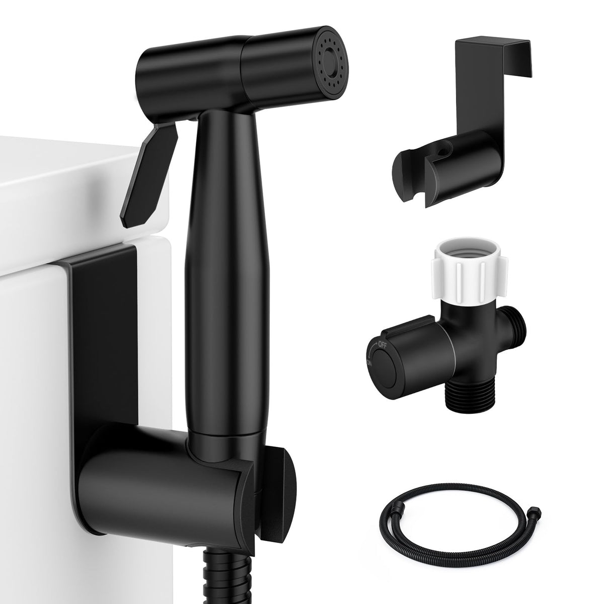 Fekivasy black bidet sprayer installation demonstrates quick setup and user-friendly mounting.