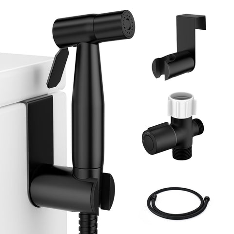 Fekivasy black bidet sprayer installation demonstrates quick setup and user-friendly mounting.