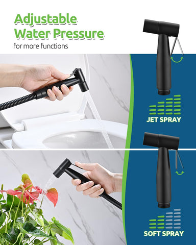 Fekivasy black bidet sprayer multi-use applications like baby care and hygiene.