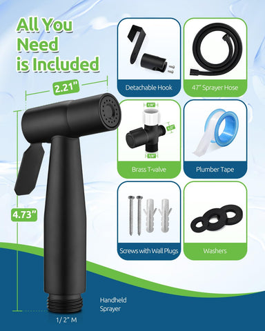 Fekivasy black bidet sprayer two installation methods offer flexible mounting.