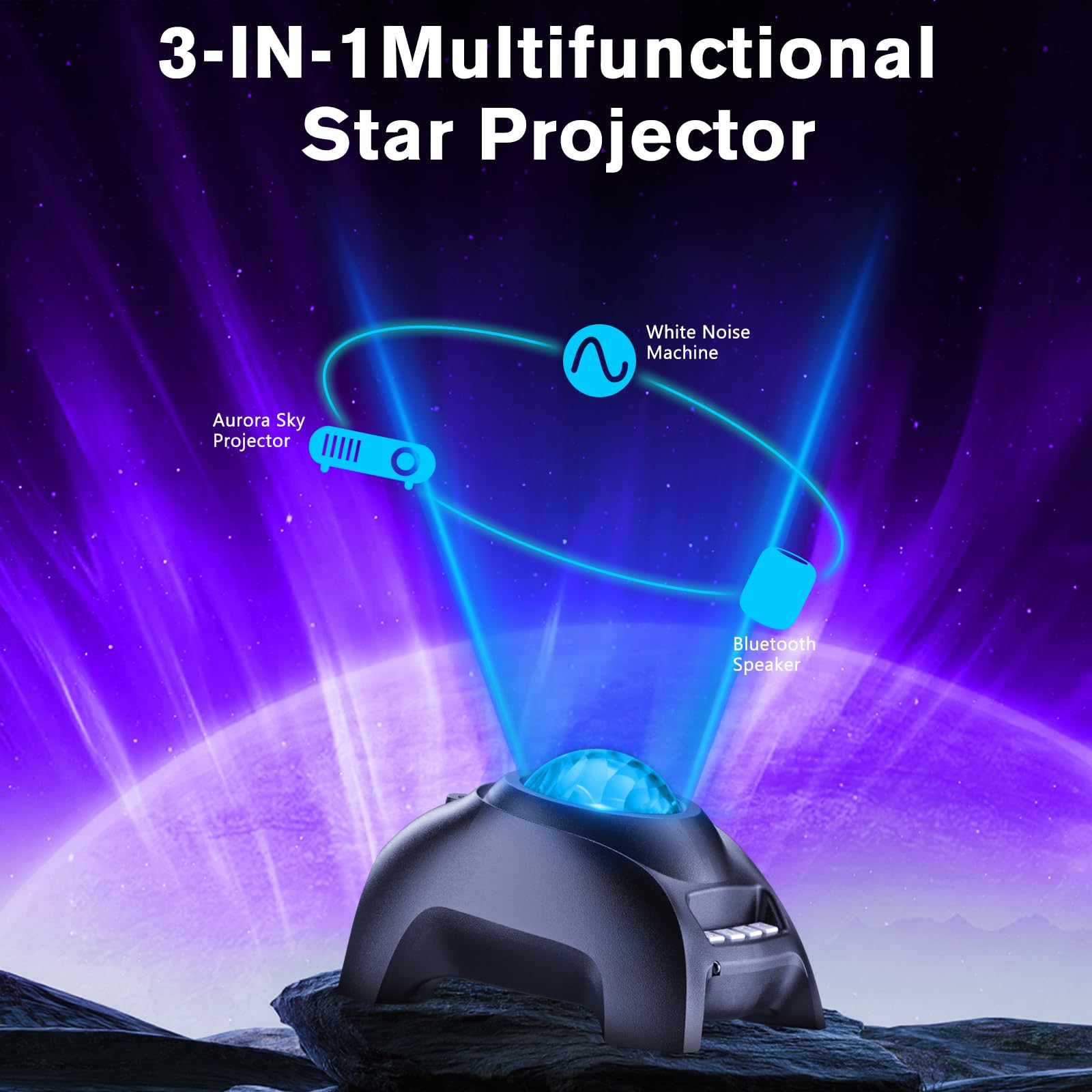 FEKTIK Northern Galaxy Projector bedroom setting creates relaxing night ambience