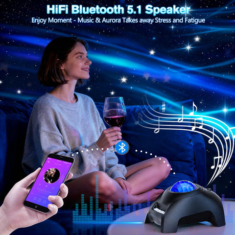 FEKTIK Northern Galaxy Projector Bluetooth speaker mode enhances parties