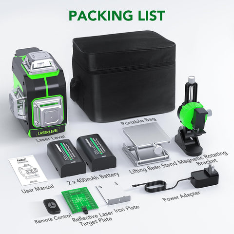 FELLAT laser level carrying case and accessories for transport.