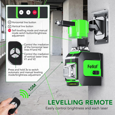 FELLAT laser level magnetic rotating base enables flexible mounting.