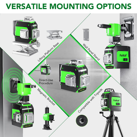 FELLAT laser level remote control for easy, one-handed operation.