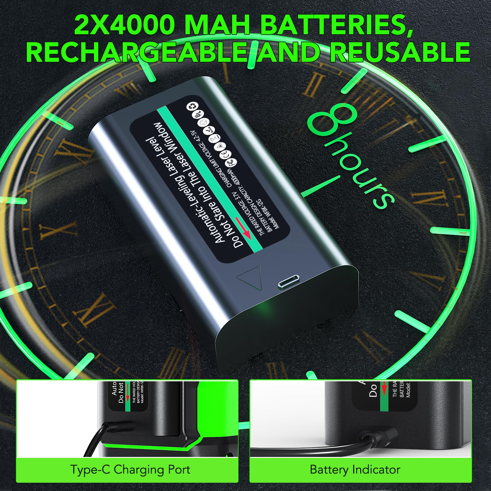 FELLAT laser level Type-C charging keeps power ready on site.