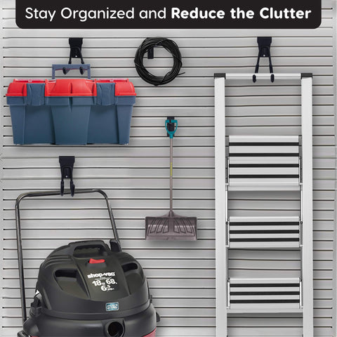 FELLER Slatwall heavy-duty double hook keeps two items neatly organized.