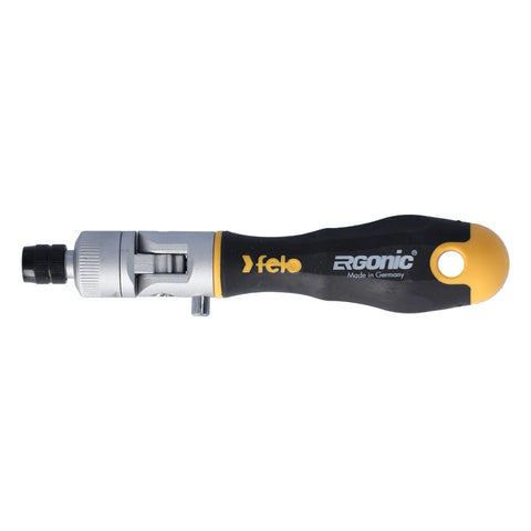 Felo Ergonic K Handle rotated 90-degree angle for accessing tight fasteners.