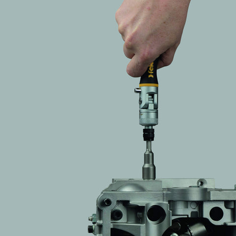 Felo Ergonic K Handle quick-release bit holder for rapid bit changes.