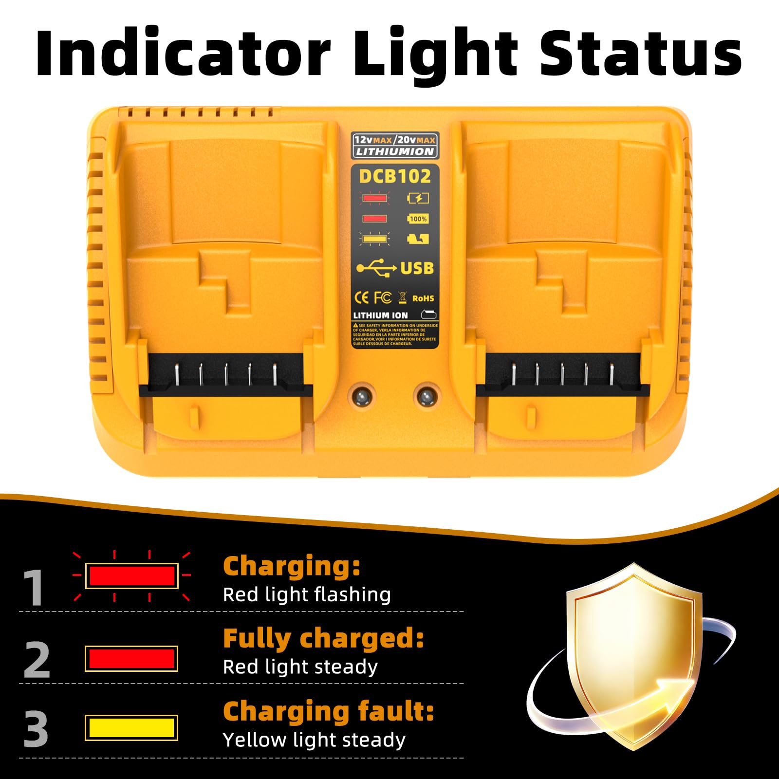 FELTYF LED indicators show charging and full status at a glance