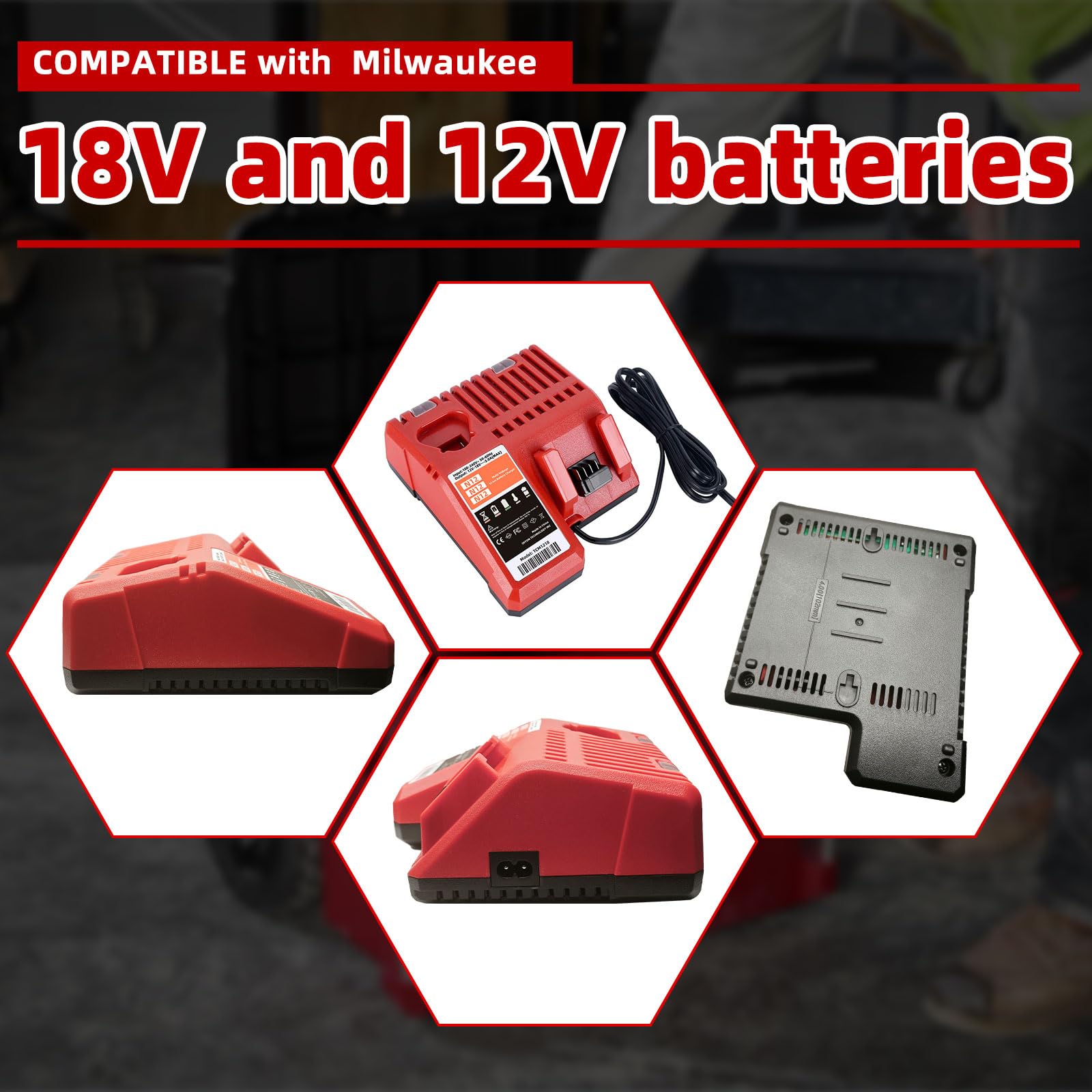 Feltyf Milwaukee charger side view highlights compact footprint for streamlined workspace.