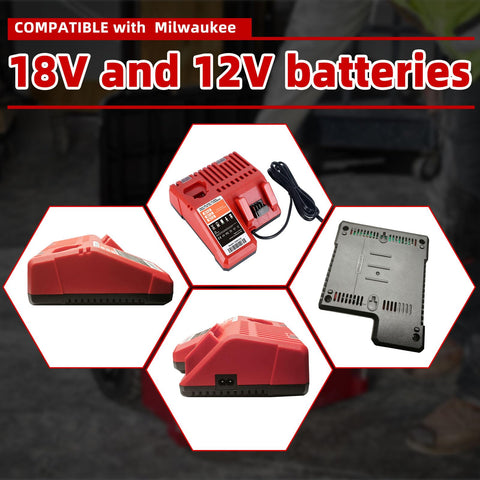 Feltyf Milwaukee charger side view highlights compact footprint for streamlined workspace.
