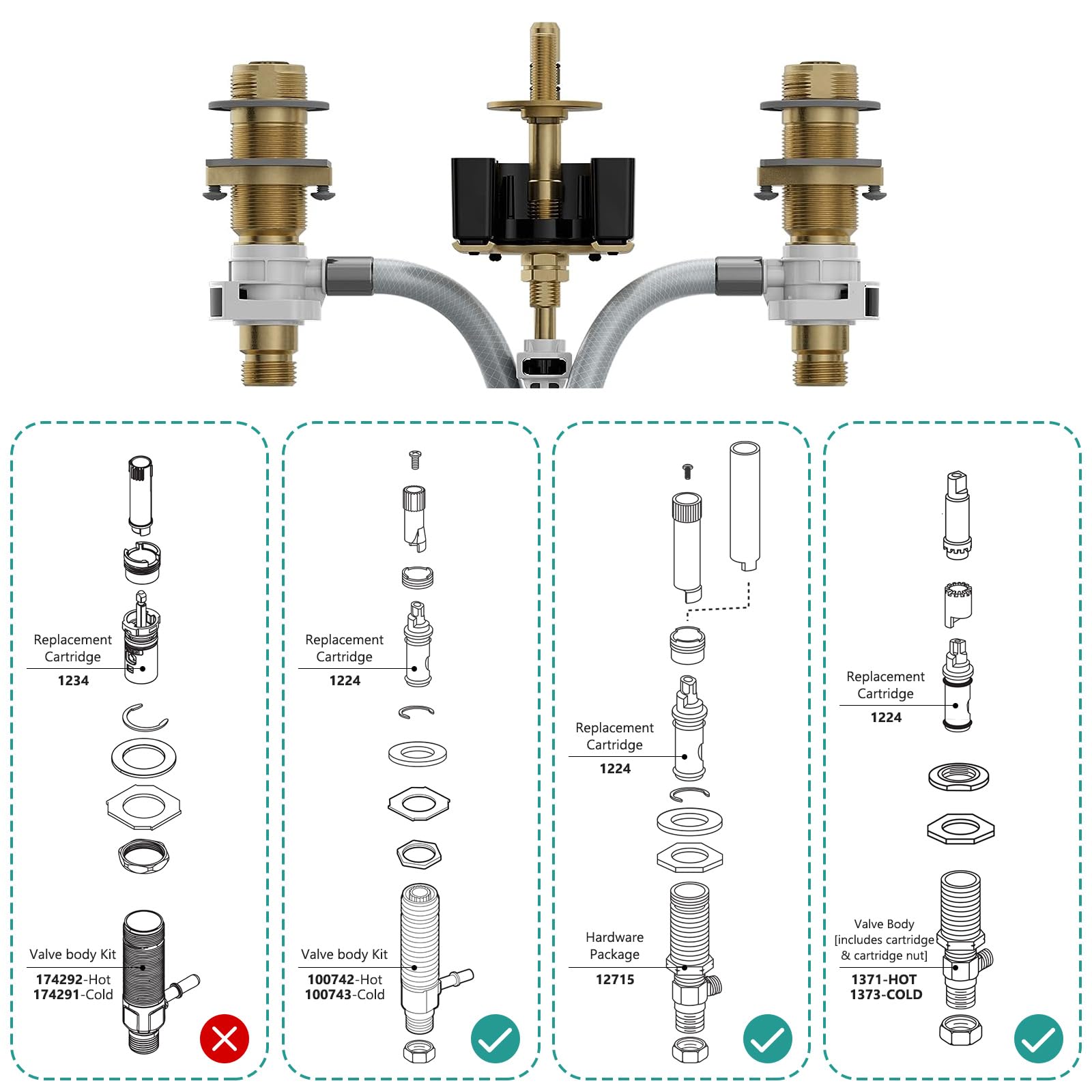 FEMAR two-pack cartridges for Moen double-handle faucets enables convenient replacements.