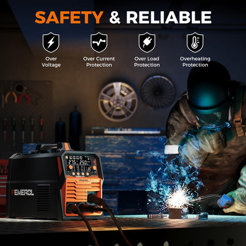 FEMEROL 250A MIG welder aluminum welding setup using PTFE tube or spool gun.