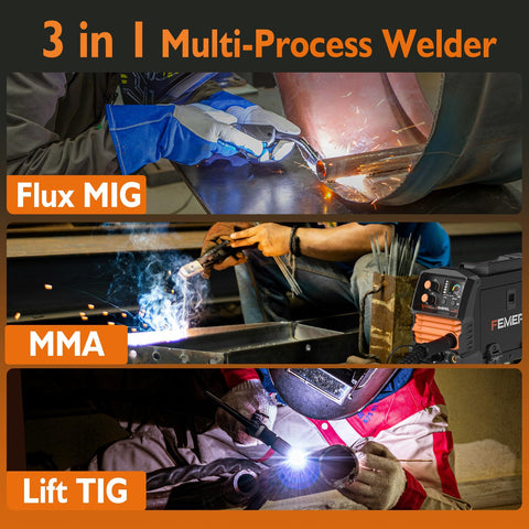 FEMEROL MIG140R LED display shows welding parameters clearly