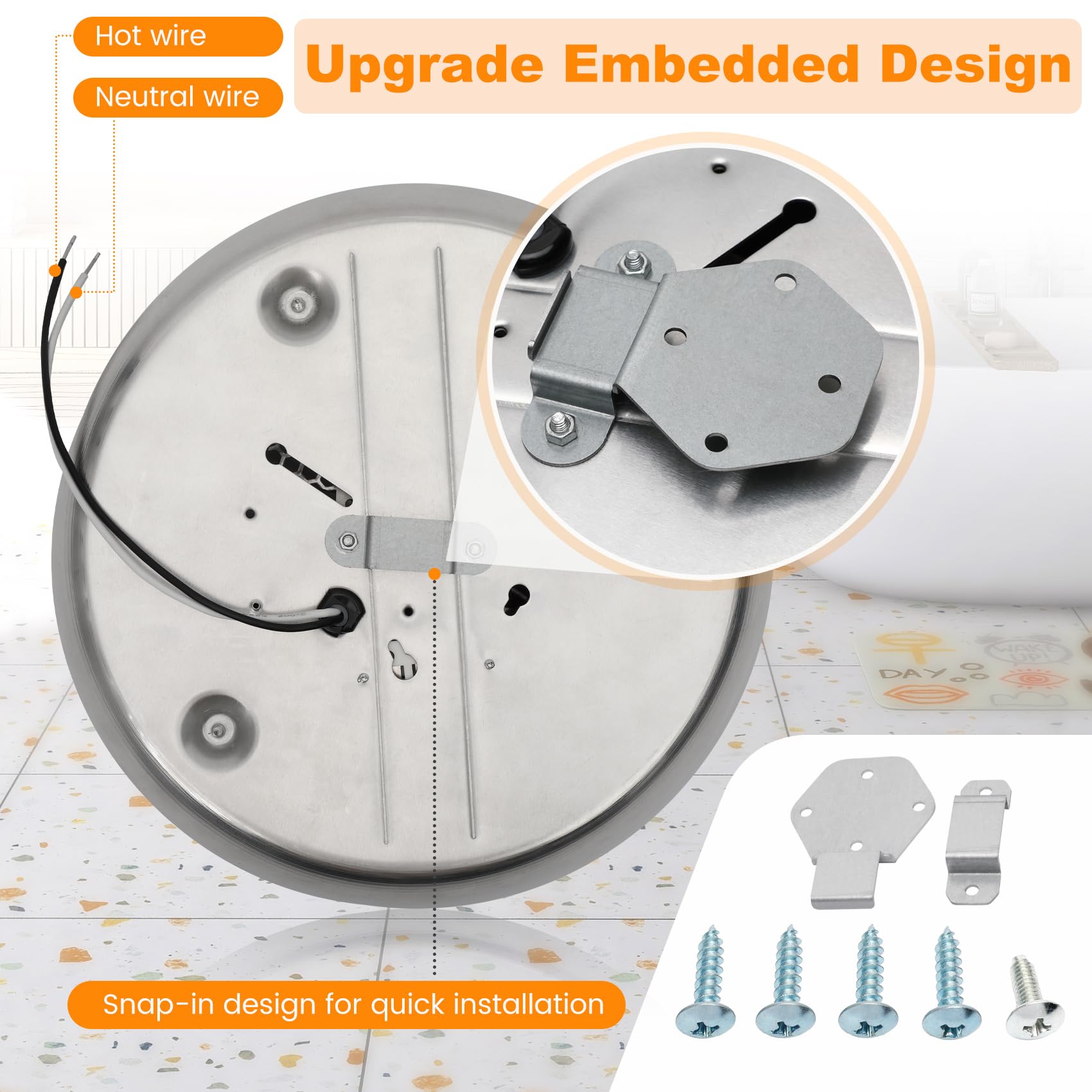 Femotic 157 ceiling heater back view reveals enclosed sheath for safe, durable setup.
