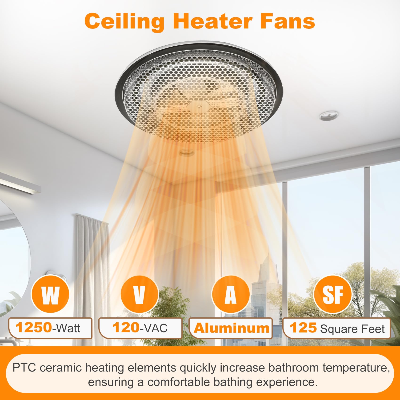 Femotic 157 ceiling heater installed on a standard ceiling box for quick setup.