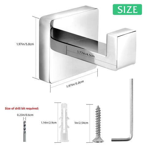 Fenas strong-hold towel hook supports up to 15 kg, versatile wall mounting.