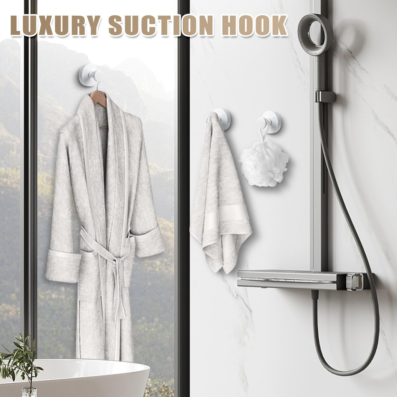 Fenas hook on mirror creates a clean, minimal storage solution
