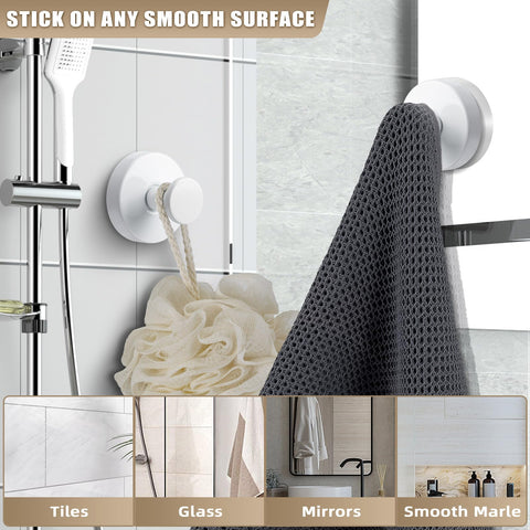 Fenas loofah hook on glass or tile keeps essentials within reach