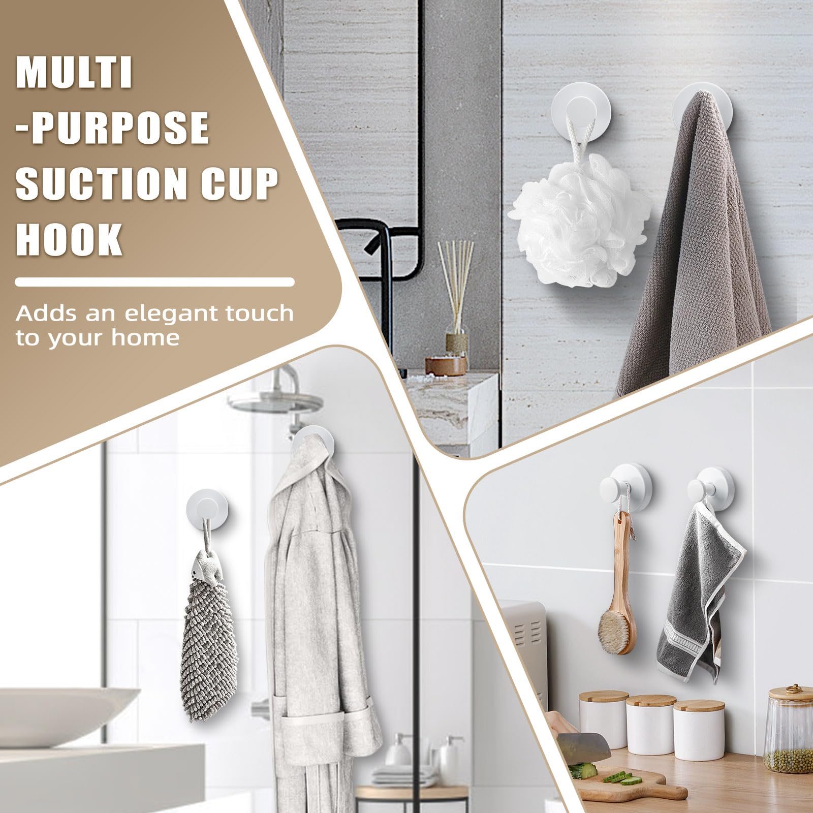 Fenas robe hook on bathroom wall provides repositionable, no-drill storage