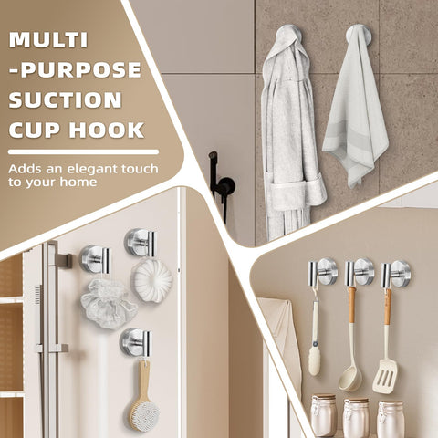 Fenas suction cup hook on stainless steel kitchen surface for towels.