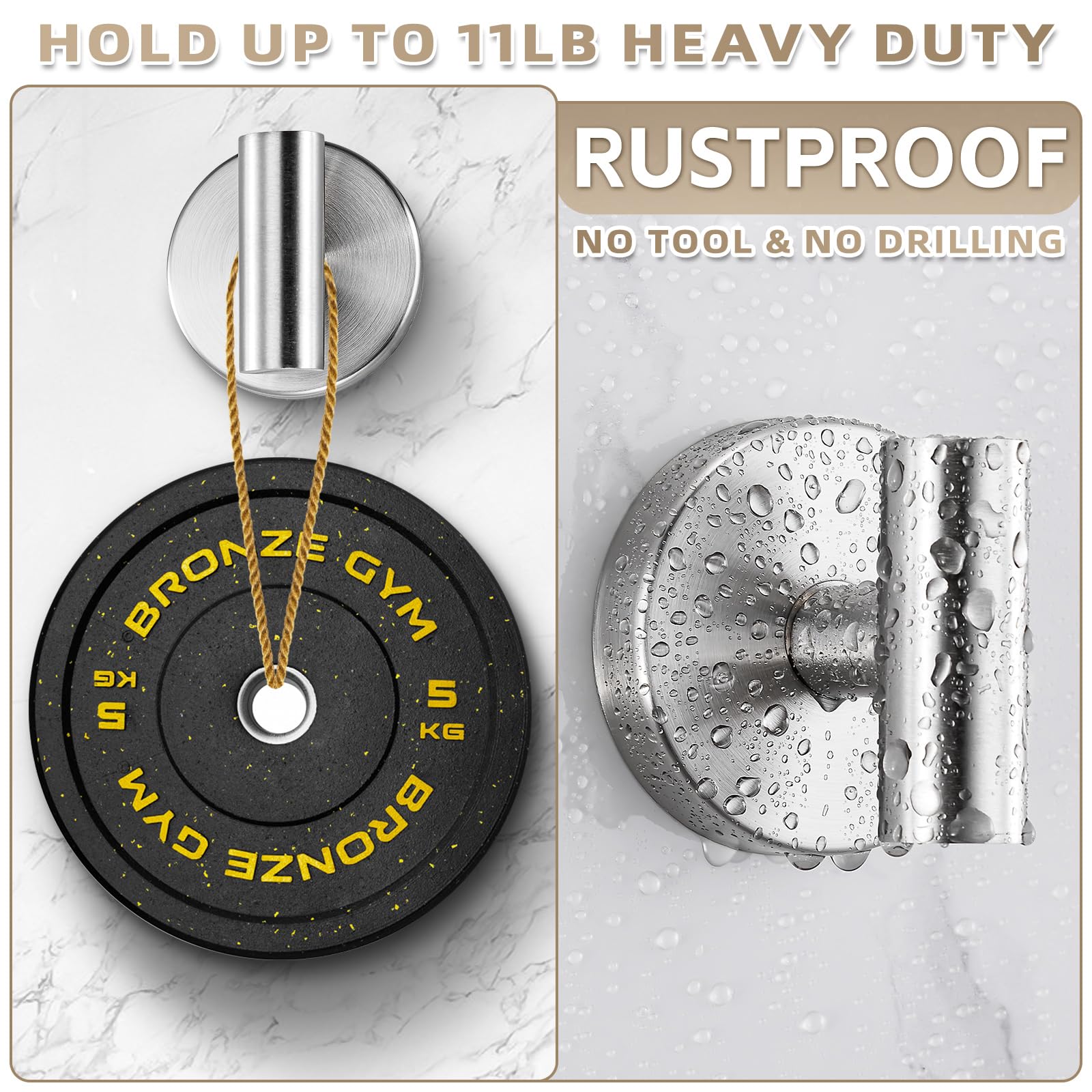 Fenas suction cup hook on tile wall holding bathrobe securely.