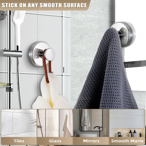 Fenas bathroom hooks mounted on glass deliver strong hold for robes and loofahs