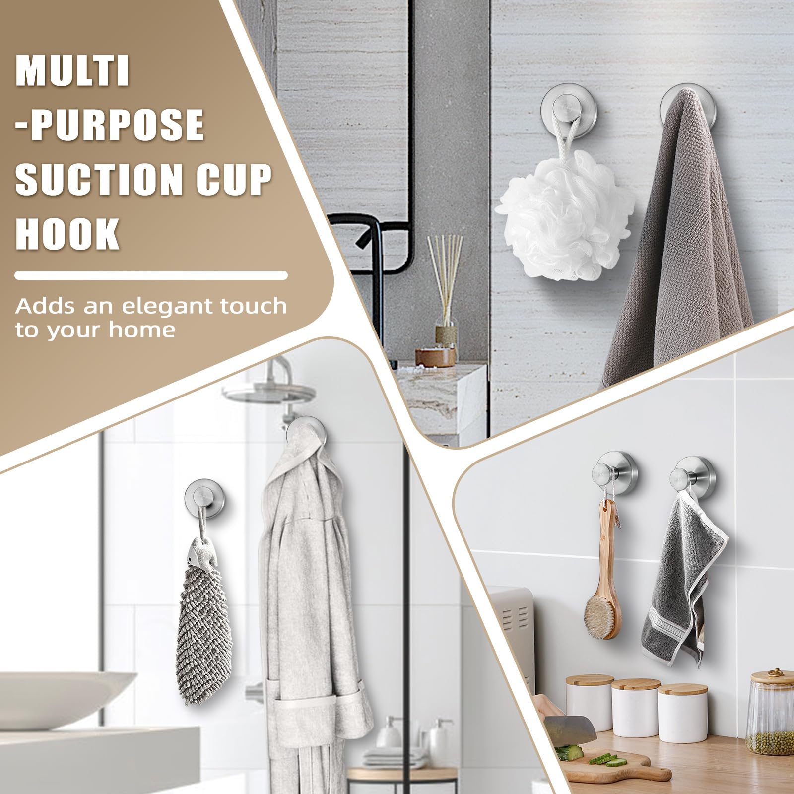 Fenas suction cup hooks on glass surfaces provide strong grip