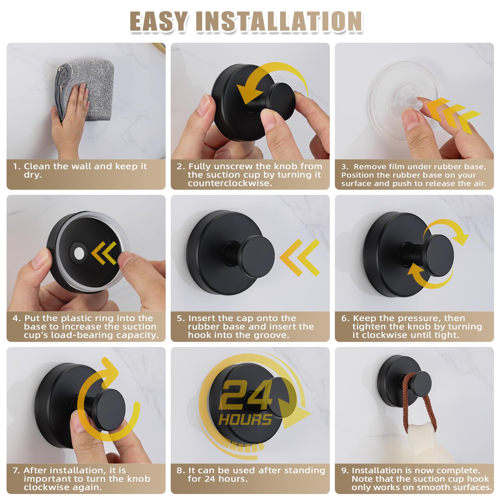 Fenas suction cup hooks on glass or mirror surfaces for organized storage