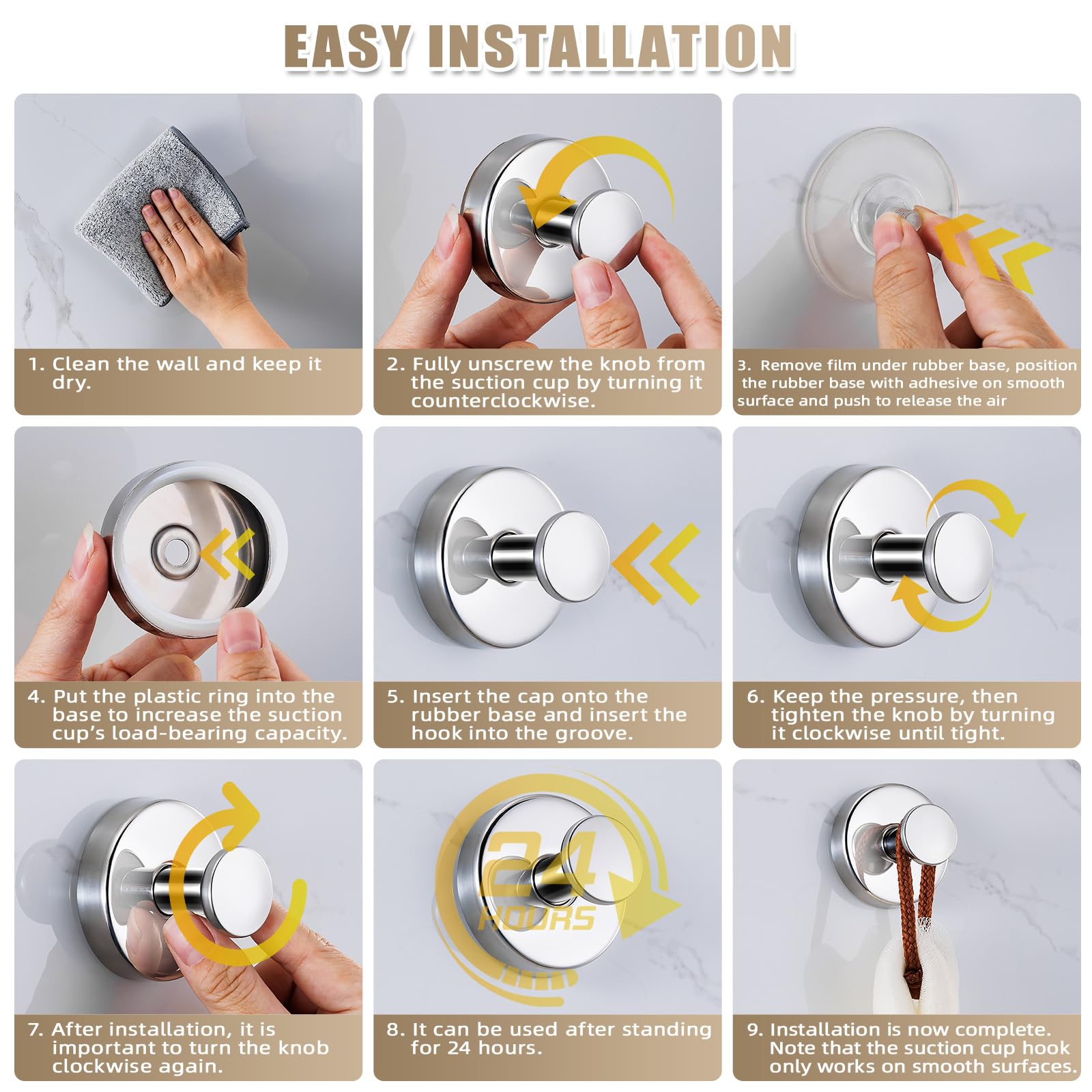 Fenas towel hooks offer quick repositioning without residue on smooth non-porous surfaces