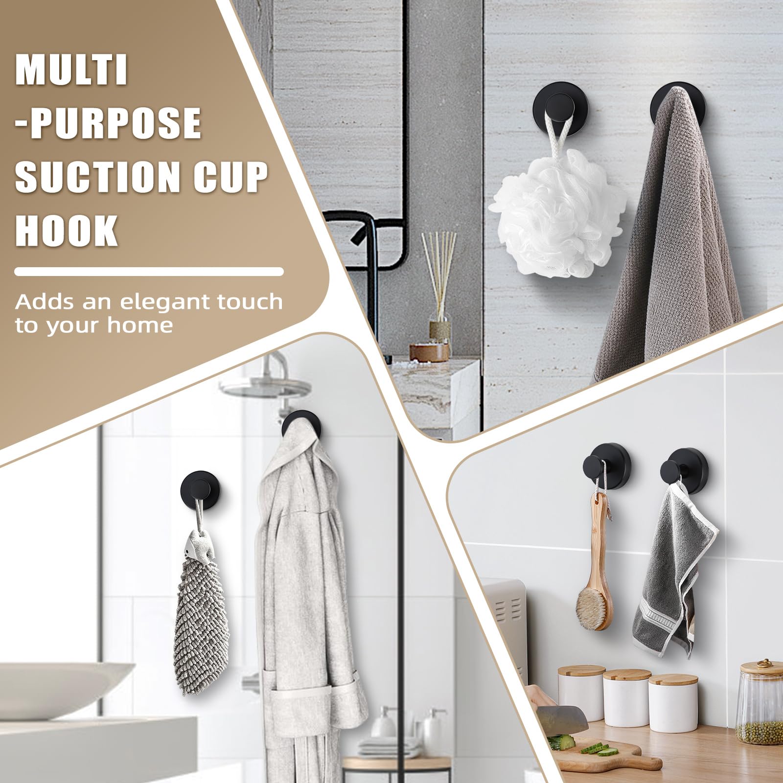 Rust-resistant 304 stainless steel Fenas hooks holding loofah and towel