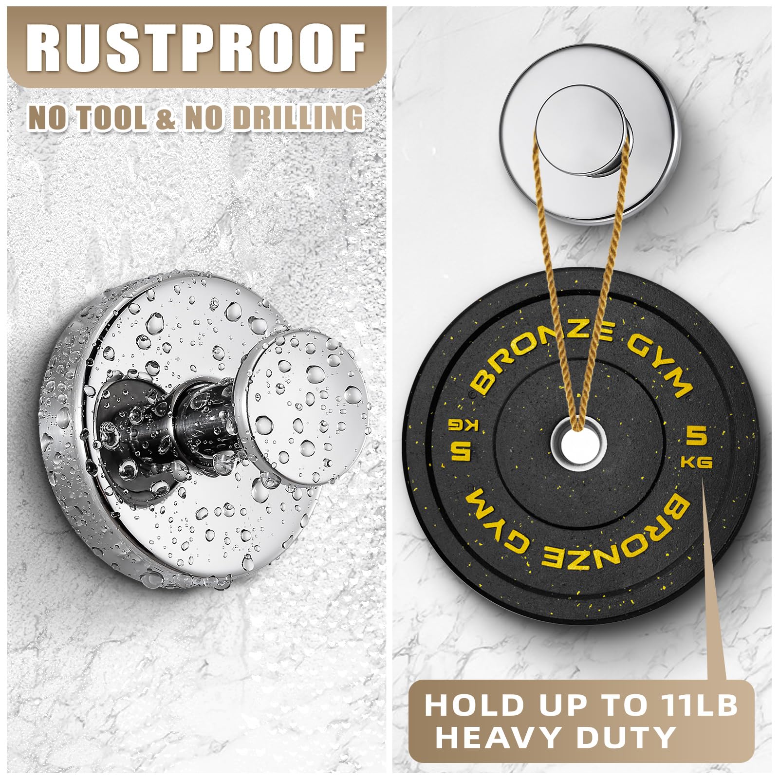 Fenas chrome polished hooks secure towels on tile surfaces without drilling