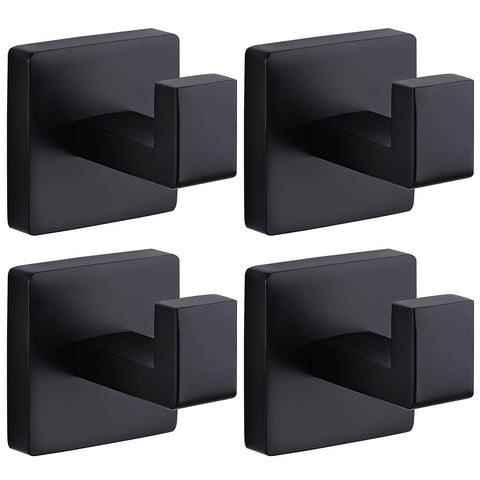 Fenas towel hooks matte black wall-mounted square design for bathroom organization.