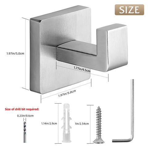 Two-pack stainless steel hooks for coordinated spaces.