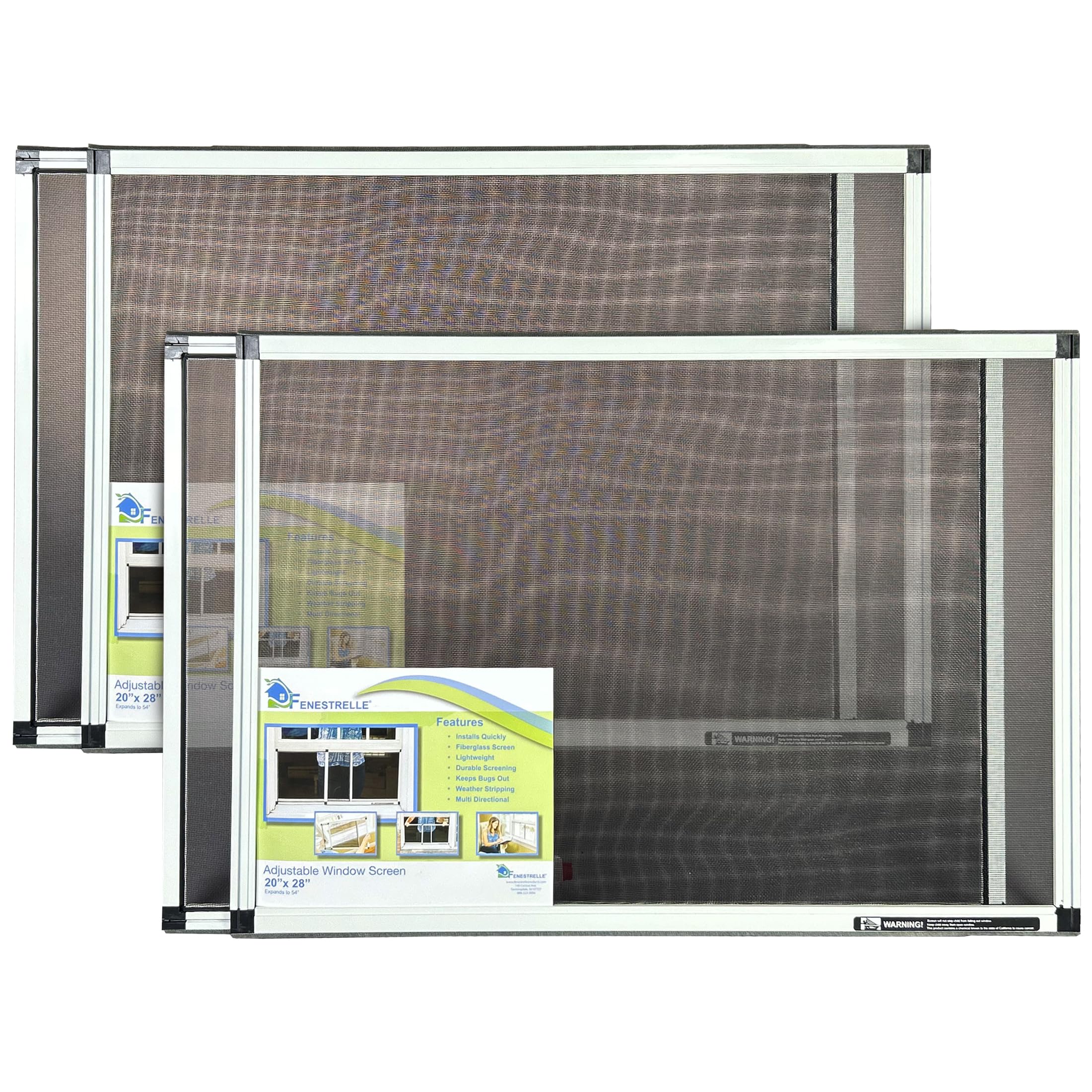 Fenestrelle expandable screen collapsed for quick, tool-free window installation.
