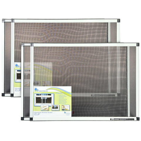 Fenestrelle expandable screen collapsed for quick, tool-free window installation.