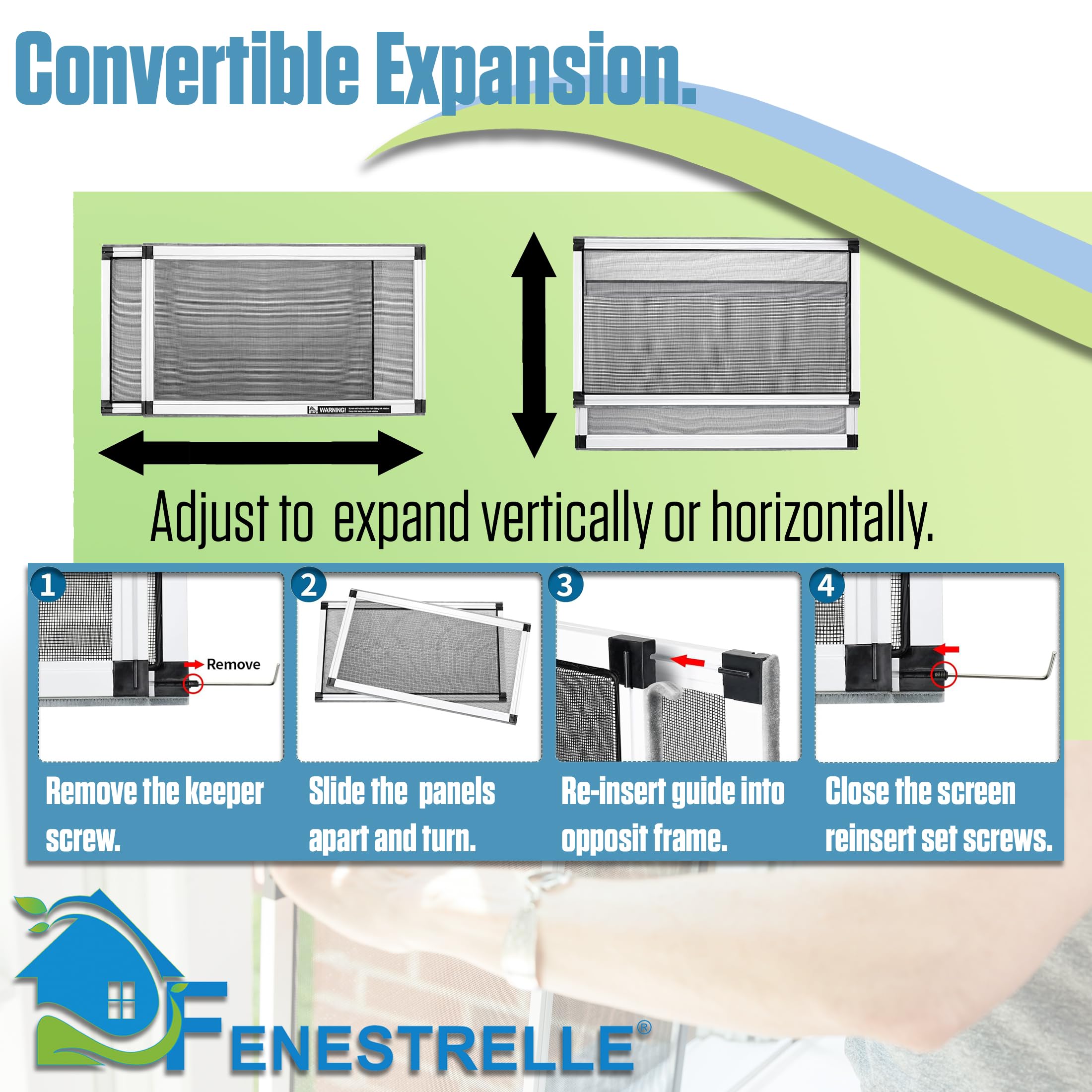 Fenestrelle expandable screen fuzzy weatherstrip seals draft and gaps