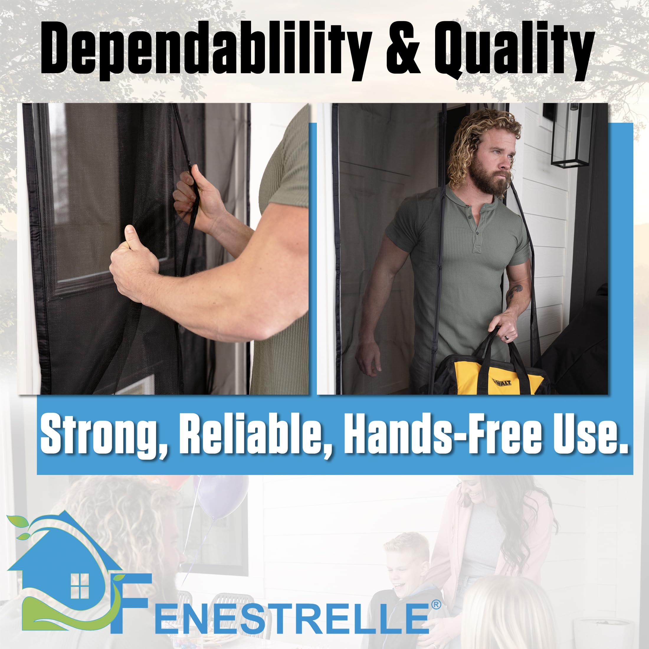 Fenestrelle tool-free installation uses hook-and-loop tape for quick setup.