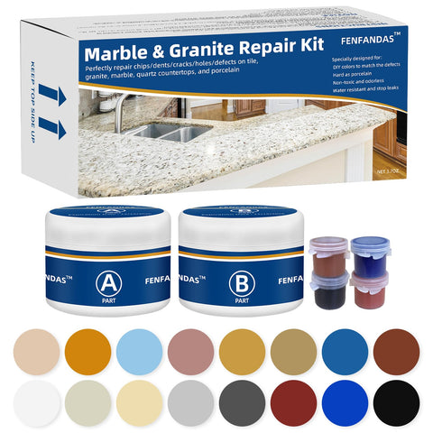 FENFANDAS repair kit contents for versatile marble and granite fixes.